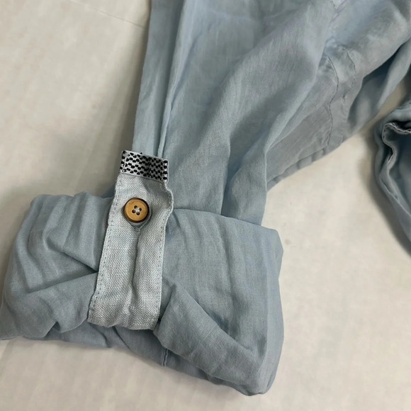 Zara Man Basic Slim Fit Lightweight Blue Long Sleeve Button Down Size Medium - Picture 6 of 11